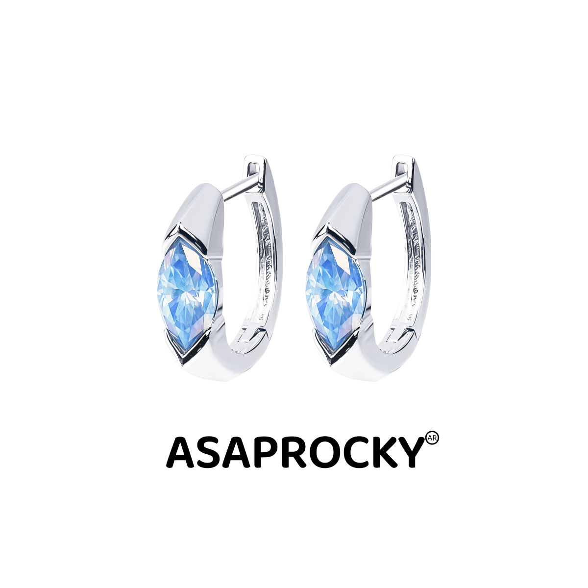 ASAPROCKY欧美嘻哈风婴儿蓝荷鲁斯之眼S925银针耳环高级男女同款