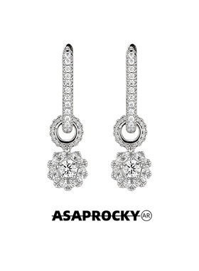 ASAPROCKY欧美情侣耳高级感满钻耳坠锆石圆球耳圈潮流嘻哈风耳环