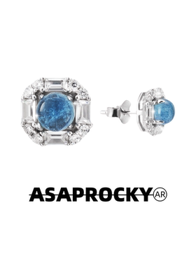 JinJiBeWater_隼同银针海蓝宝美式嘻哈风高级感时尚潮流男女耳钉