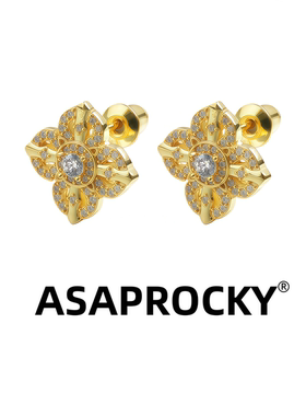 ASAPROCKY新中式嘻哈风潮流银针金刚杵耳钉轻奢小众ins高级感男女