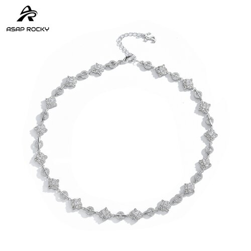 ASAPROCKY满钻十字花嘻哈风项链