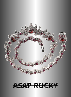 ASAP ROCKY尖刺红眼睛荆棘潮男寄生项链时尚轻奢潮男女嘻哈锁骨链
