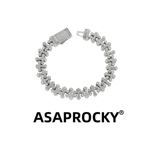 ASAPROCKY满钻十字架嘻哈风手链