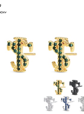 ASAPROCKY嘻哈风STK同款银针五A锆石耳钉潮男美式休闲街头国潮女