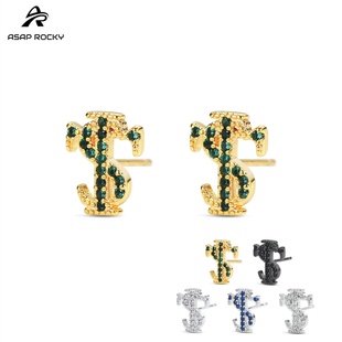 ASAPROCKY嘻哈风STK同款 休闲街头国潮女 银针五A锆石耳钉潮男美式