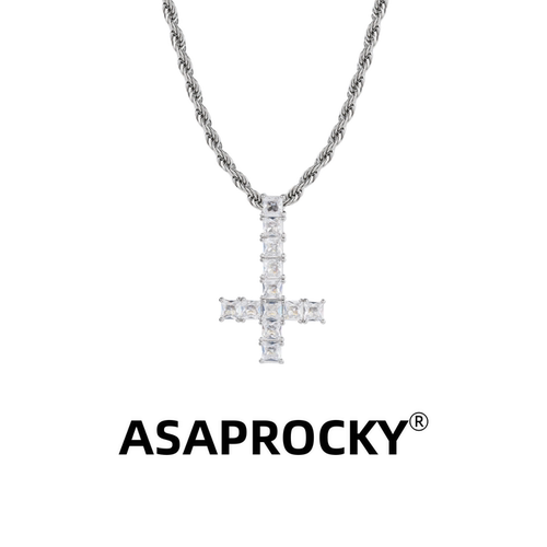ASAPRocky倒逆十字架项链嘻哈