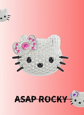 ASAPROCKY凯蒂猫S925银针耳钉男女新款个性嘻哈风满钻时尚男女款