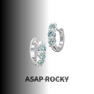 ASAPROCKY银针嘻哈三钻马尔代夫耳环简约高级感百搭养耳洞耳饰