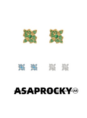 ASAPROCKY多巴胺西兰卡普STK同款嘻哈风满钻耳钉蝴蝶彩钻潮流耳饰