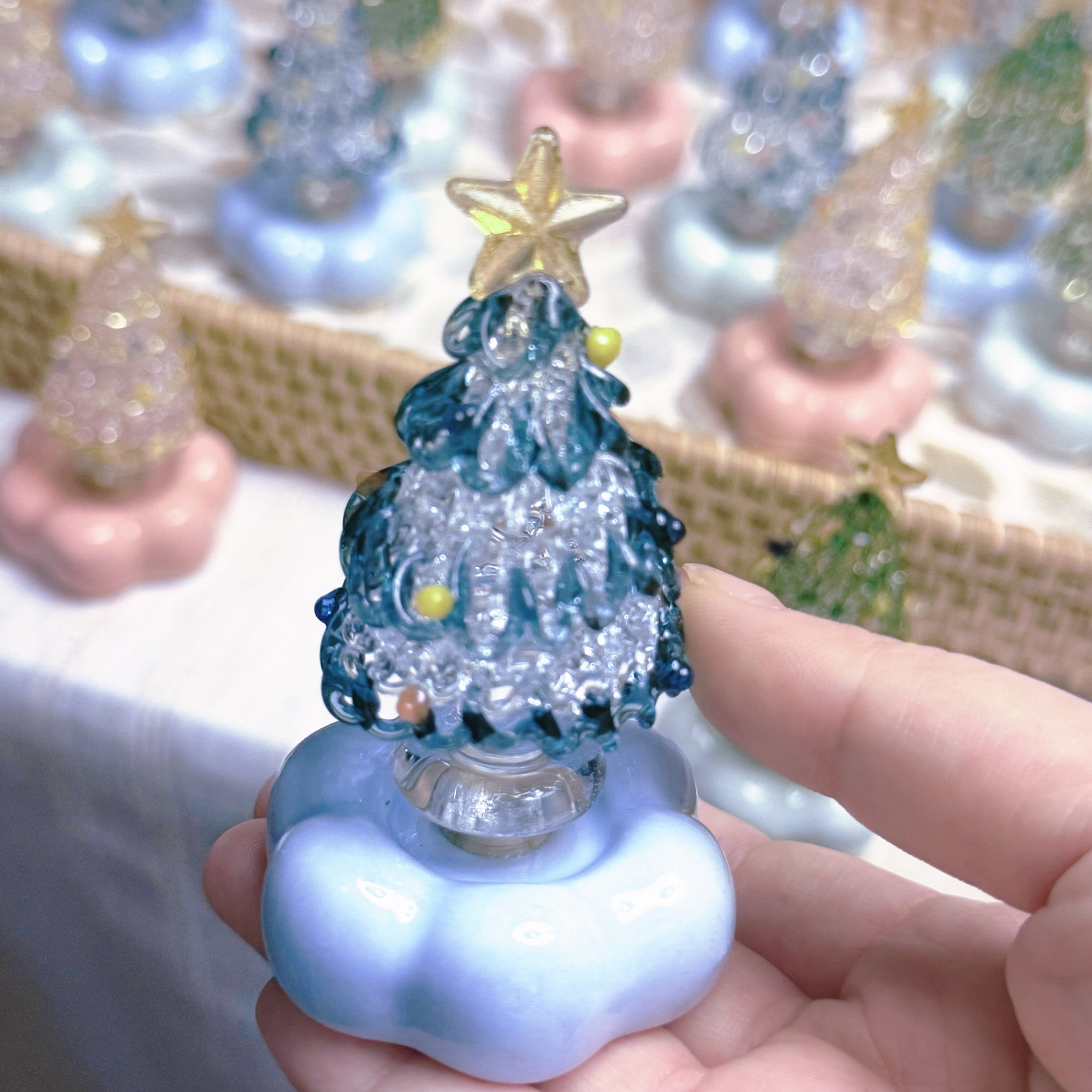 景德镇转转圣诞树手工琉璃旋转摆件房间工位桌面装饰品圣诞节礼物