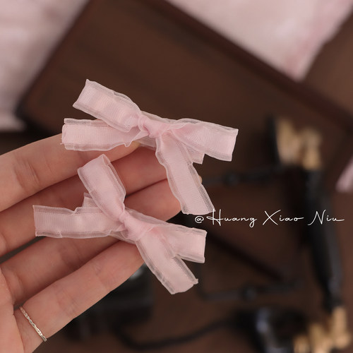 黄小妞粉色蝴蝶结女宝宝发夹