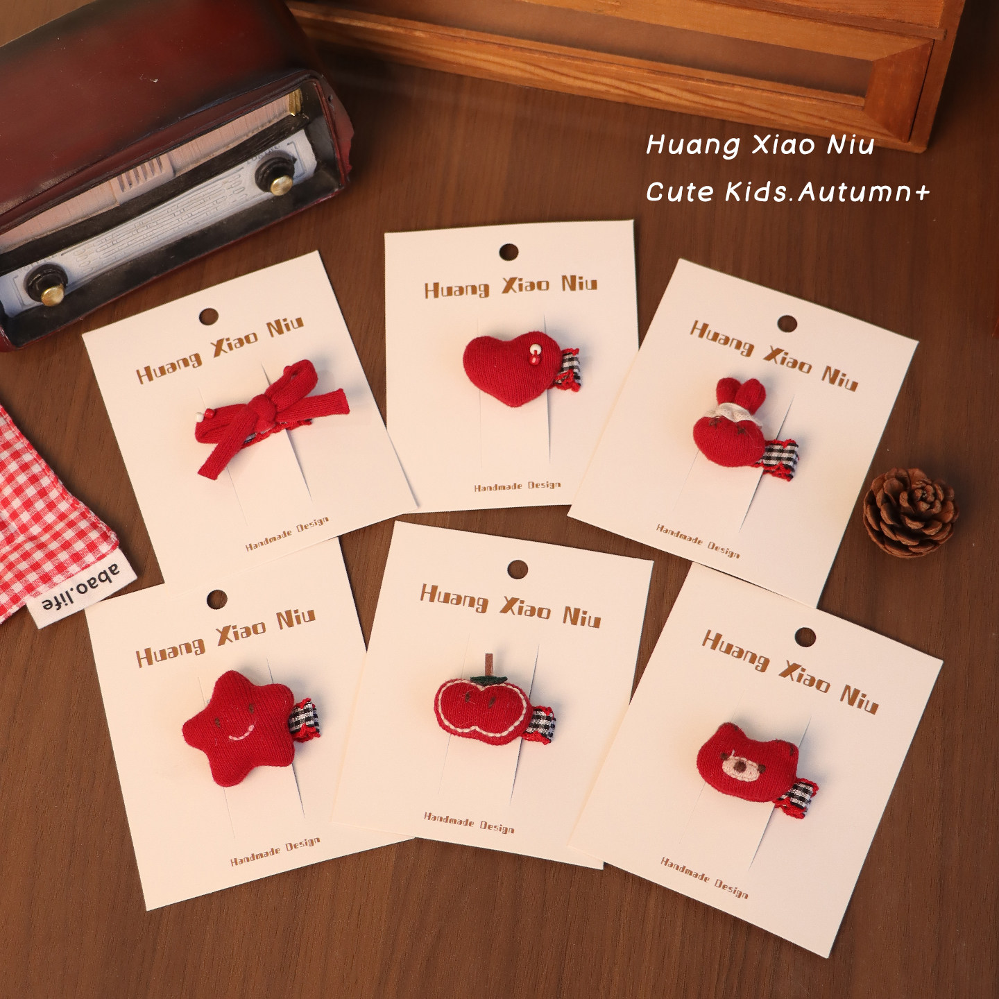 黄小妞韩版红色布艺卡通发夹儿童新年甜美手工侧边夹碎发刘海夹,童装/婴儿装/亲子装,发饰,淘宝优惠券,粉丝福利购,淘宝优惠卷