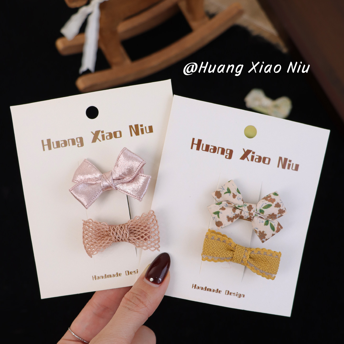 黄小妞手工雪纱蝴蝶结女宝宝全包布发夹可爱婴儿不伤发小发卡头饰