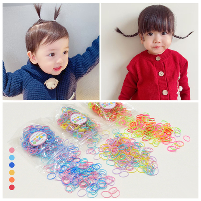 韩国宝宝彩色胶圈一次性发饰