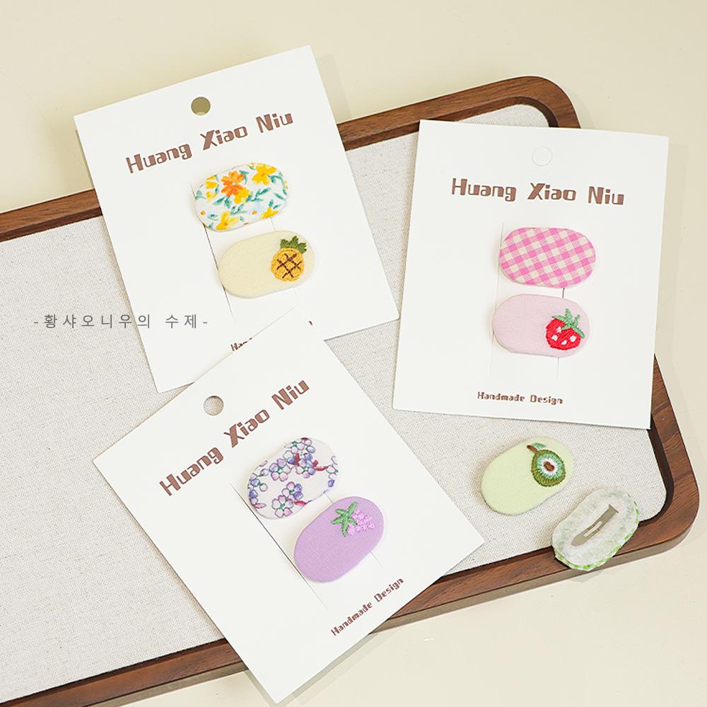 黄小妞可爱女刺绣发夹