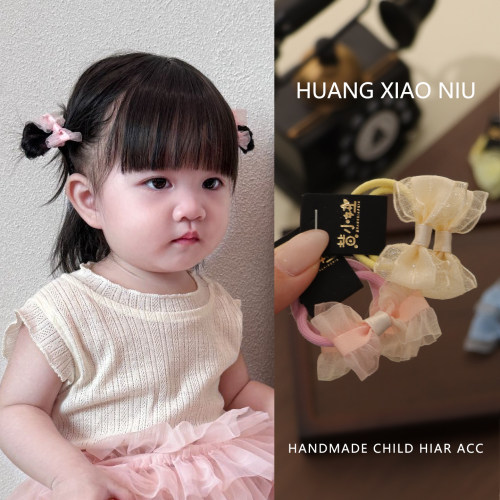 黄小妞女童雪纱蝴蝶结发圈