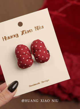 黄小妞甜美可爱红色波点蝴蝶结宝宝发夹可爱立体婴儿丸子头发饰