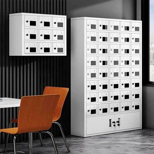 员工手机存放柜透明亚克力寄存柜信号屏蔽充电柜带锁收纳存储柜