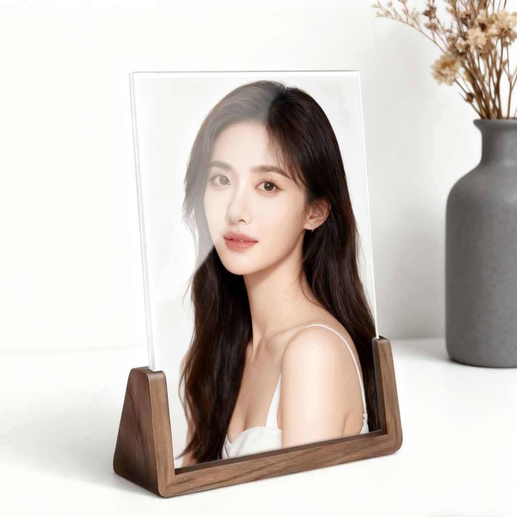 实木透明亚克力相框摆台高级感洗照片创意做成相册打印加照片六寸