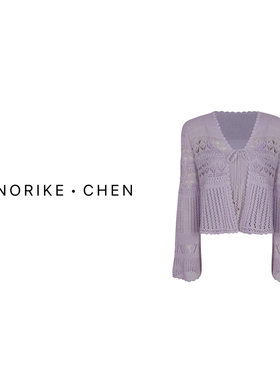 喇叭袖复古钩花针织开衫吊带两件套上衣NK43191