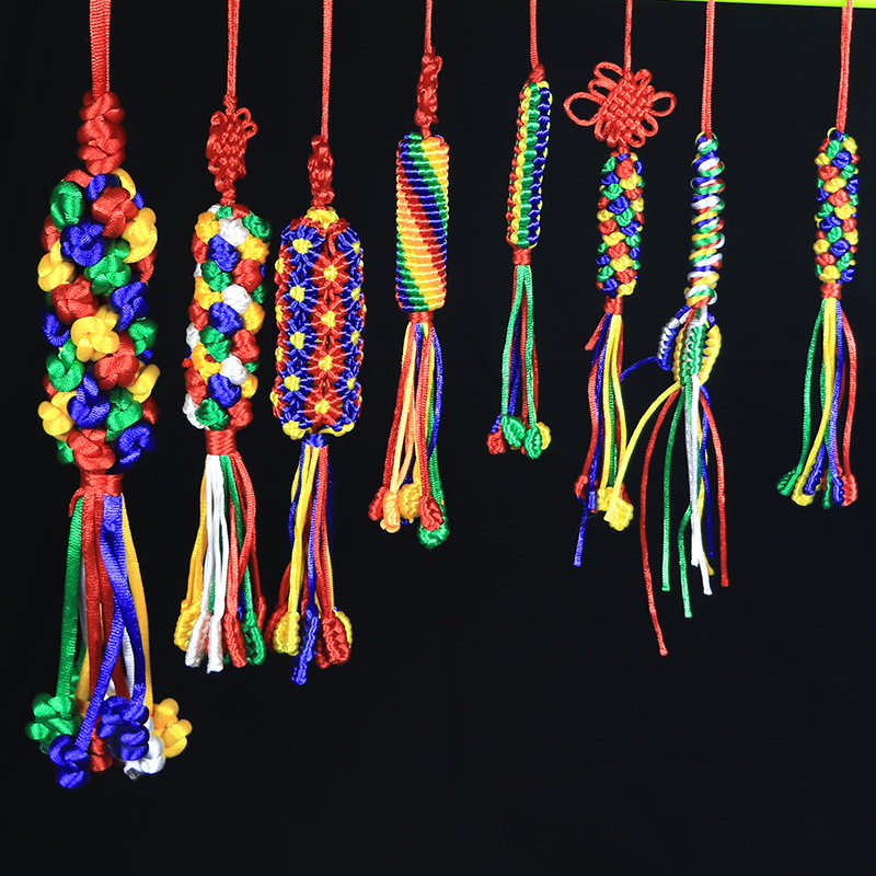 西藏新款其他结藏式五彩绳纯手工编织车挂原创挂饰菠萝结转经结