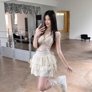 纯欲辣妹蕾丝蛋糕裙半身裙女春夏高腰显瘦甜美小个子蓬蓬芭蕾