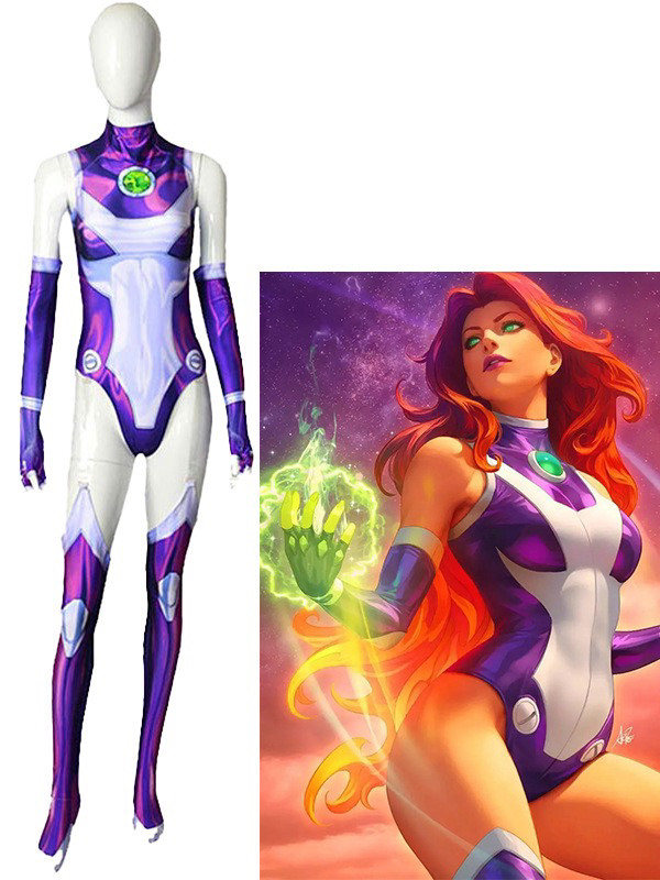 少年泰坦 Starfire星火cos服装3D印花连体修身性感紧身衣动漫英雄