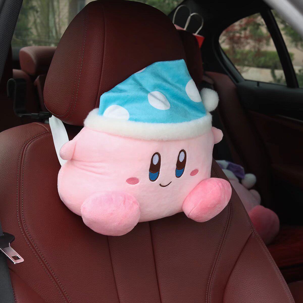 少女心卡通睡帽卡比汽车内饰座椅头枕护颈枕靠枕腰靠车载车饰用品