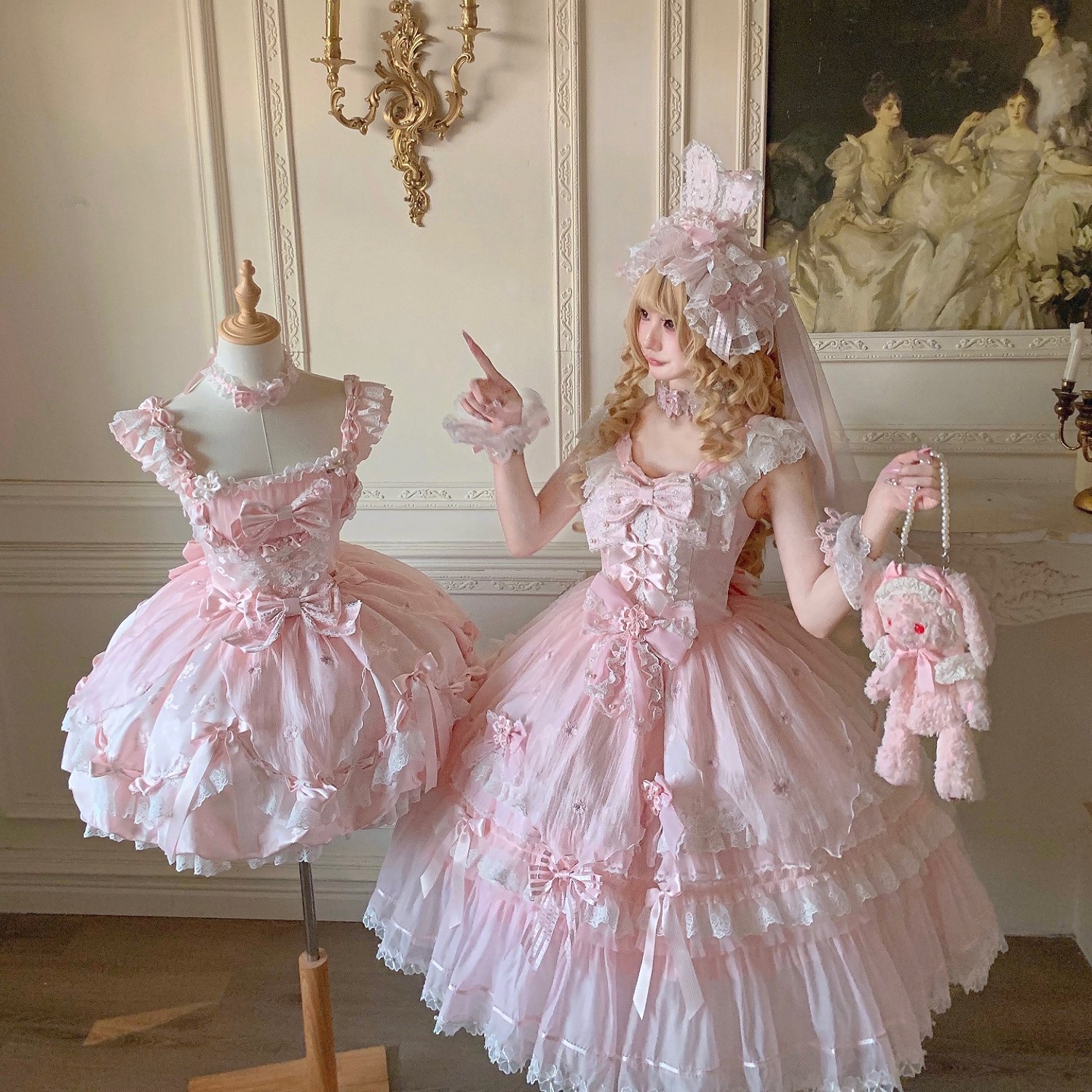 【定金】樱花兔谣原创设计可爱lolita优雅甜美华丽公主裙