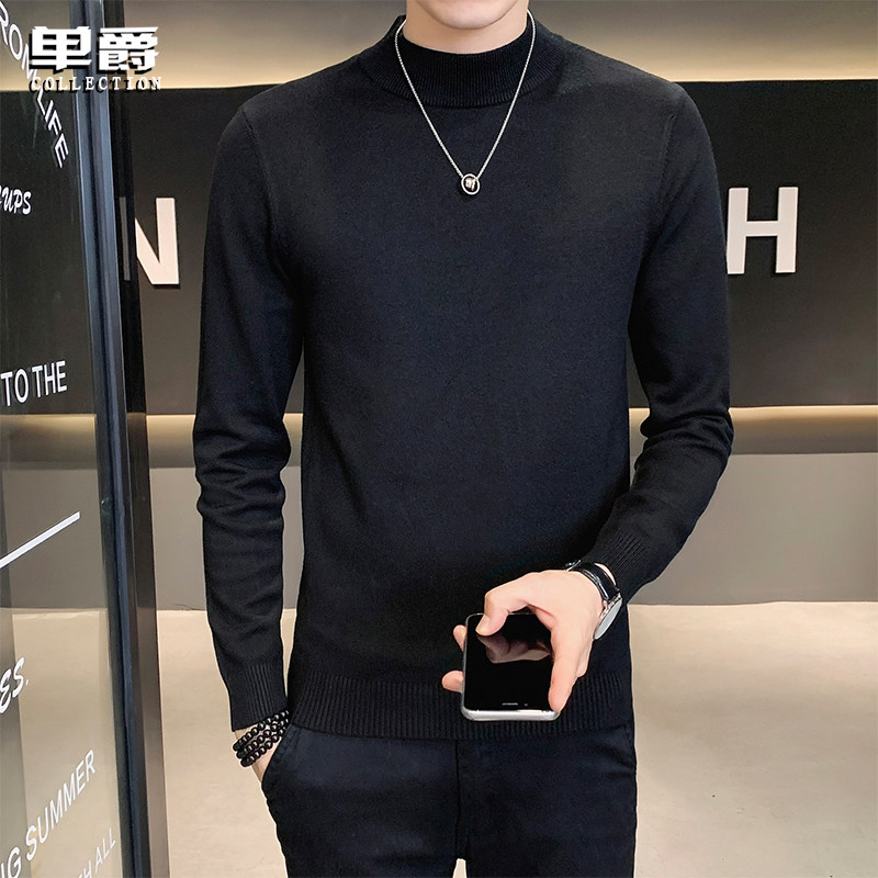 秋冬季男士半高领纯色毛衣加厚套头休闲针织衫韩版潮流修身打底衫|ruв категории Мужская одежда, свитер/свитер - от Buy2taobao.com для оказания профессиональной услуги покупки агента Taobao