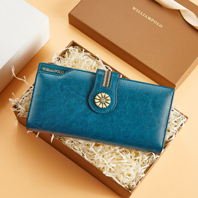 英皇保罗真皮钱包女士2024新款手包女银包手拿包长款皮夹卡包妈妈