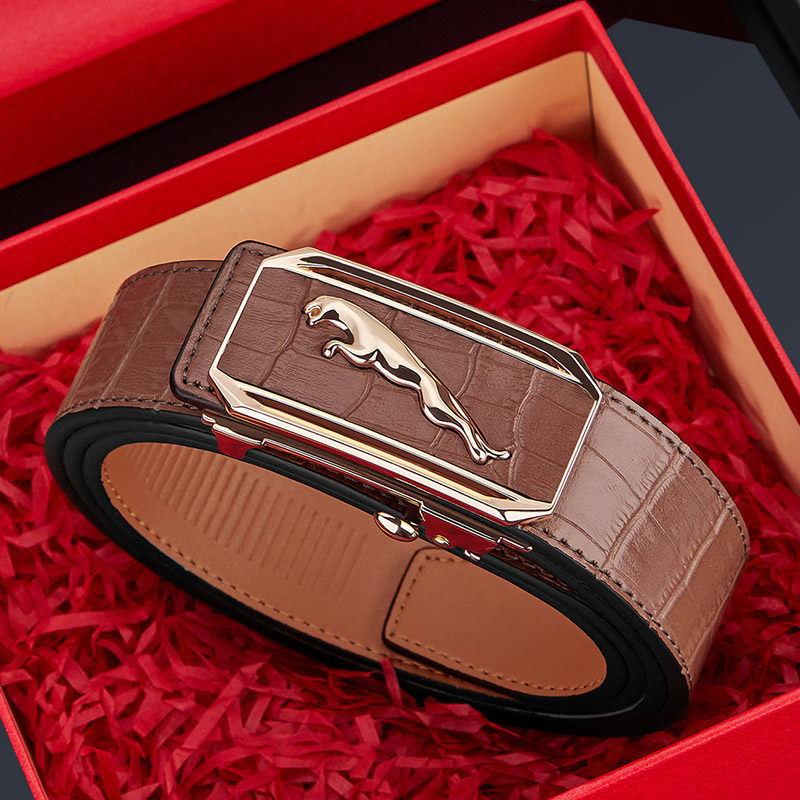 国际品牌保罗皮带男士新款内穿自动扣真皮牛皮腰带中青年商务裤带
