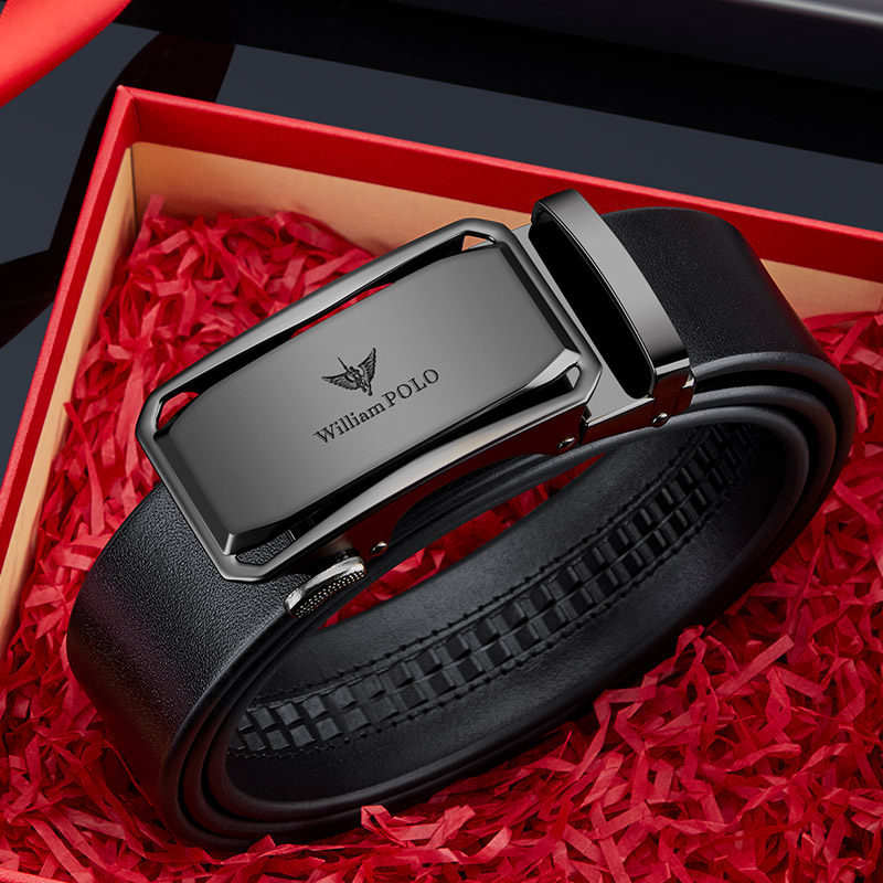 保罗正品皮带男士真皮头层纯牛皮无夹层腰带高档品牌商务休闲裤带