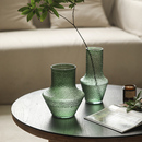 绿野锤纹玻璃花瓶创意设计感插花花器仿古客厅复古餐桌花器摆件