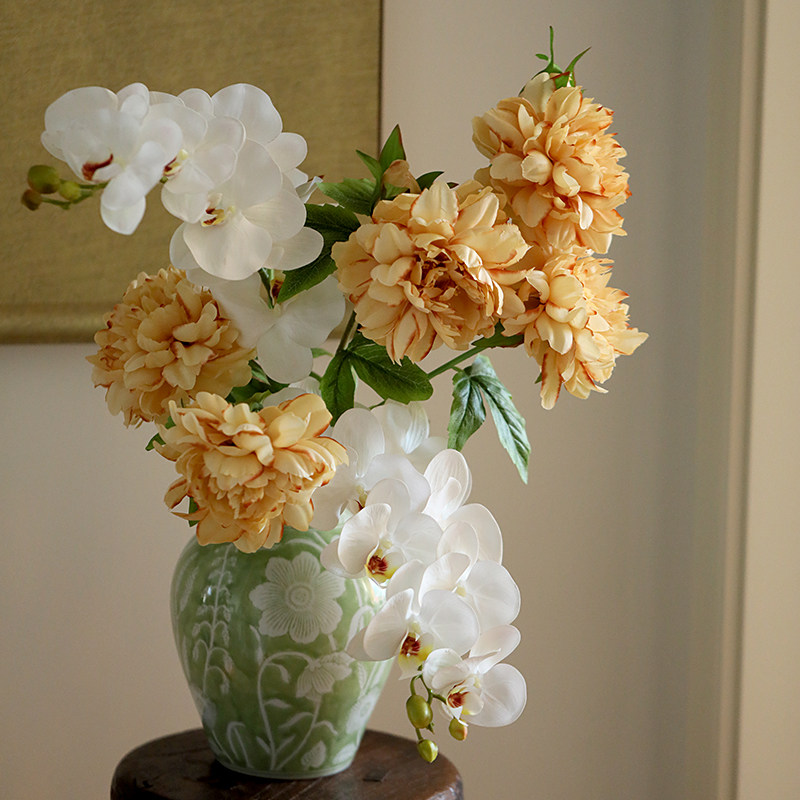 夏洛特牡丹花彷真花中式假花摆件客厅餐桌电视柜插花花艺摆设造景,家居饰品,仿真花/假花,淘宝优惠券,粉丝福利购,淘宝优惠卷