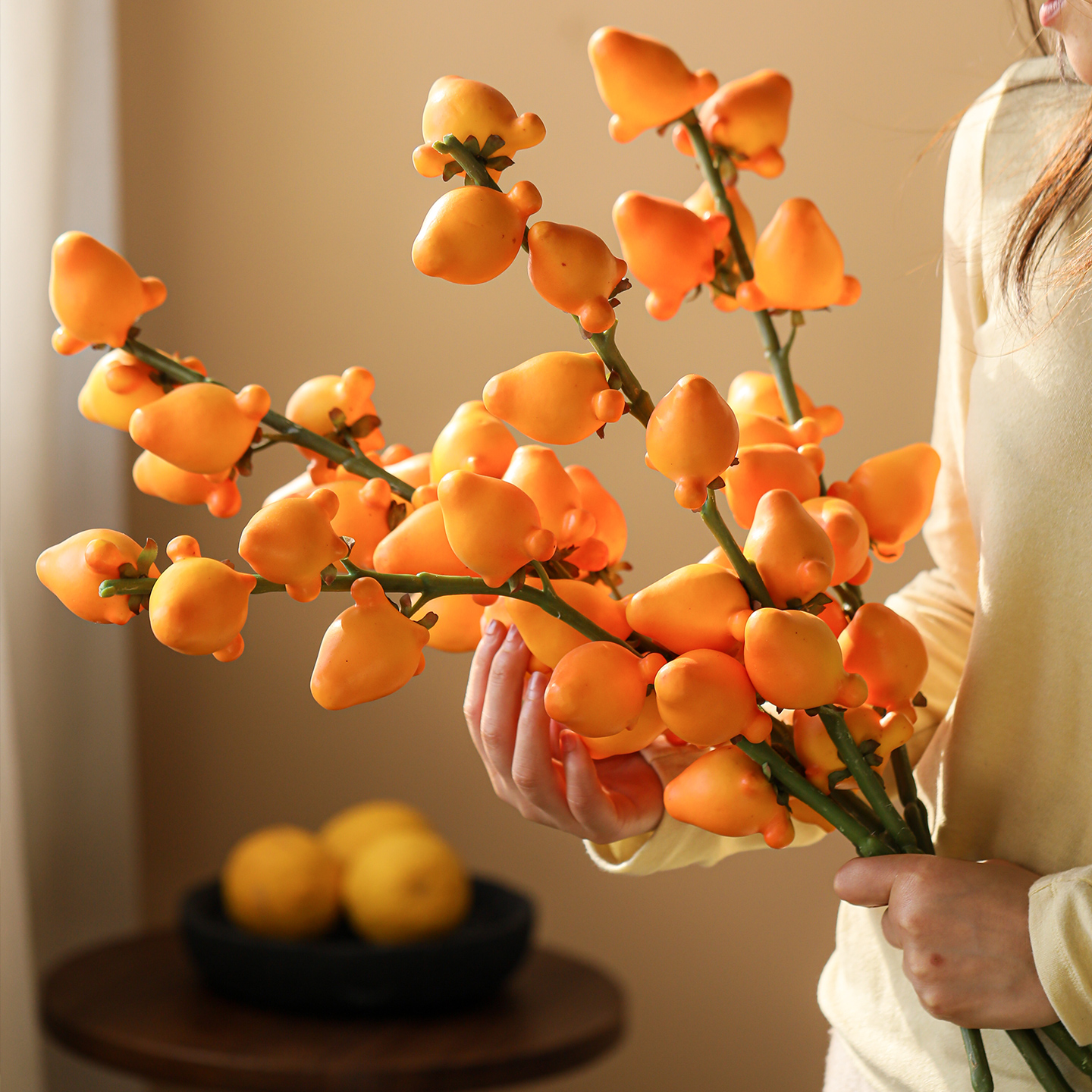 寓意家族兴旺黄金五代果仿真花