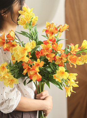 Delis 3D水仙百合人造花人造花装饰花客厅电视柜花卉入口装饰