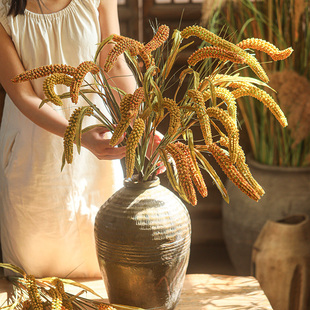 奥菲利亚6头猫尾谷仿真花假花复古装饰花客厅插花摆设造景桌花