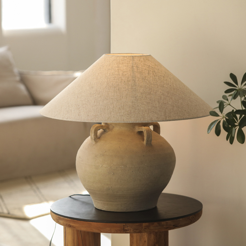 复古做旧侘寂风陶瓷台灯日式民宿室内客厅装饰灯氛围灯装饰品摆件