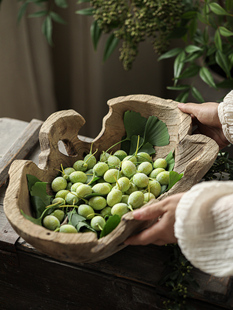 山涧不规则原木干果盘木质摆件实木零食盘客厅茶几茶桌侘寂风摆设