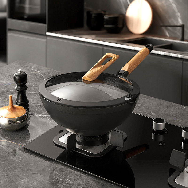 悦味炒锅耐磨不粘锅牛排家用炒菜锅燃气灶电磁炉通用