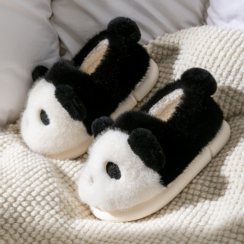 儿童棉拖鞋包跟2024新款居家室内防滑宝宝男孩秋冬季熊猫女童棉鞋