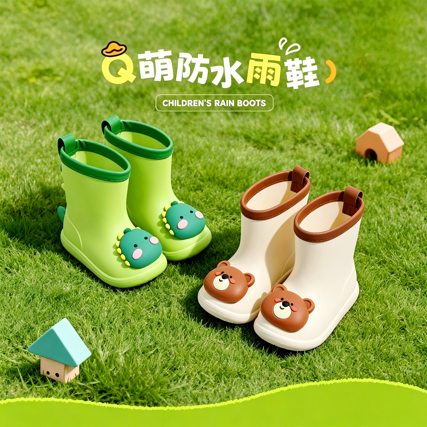 猪爸爸儿童全身防水雨鞋套装图片