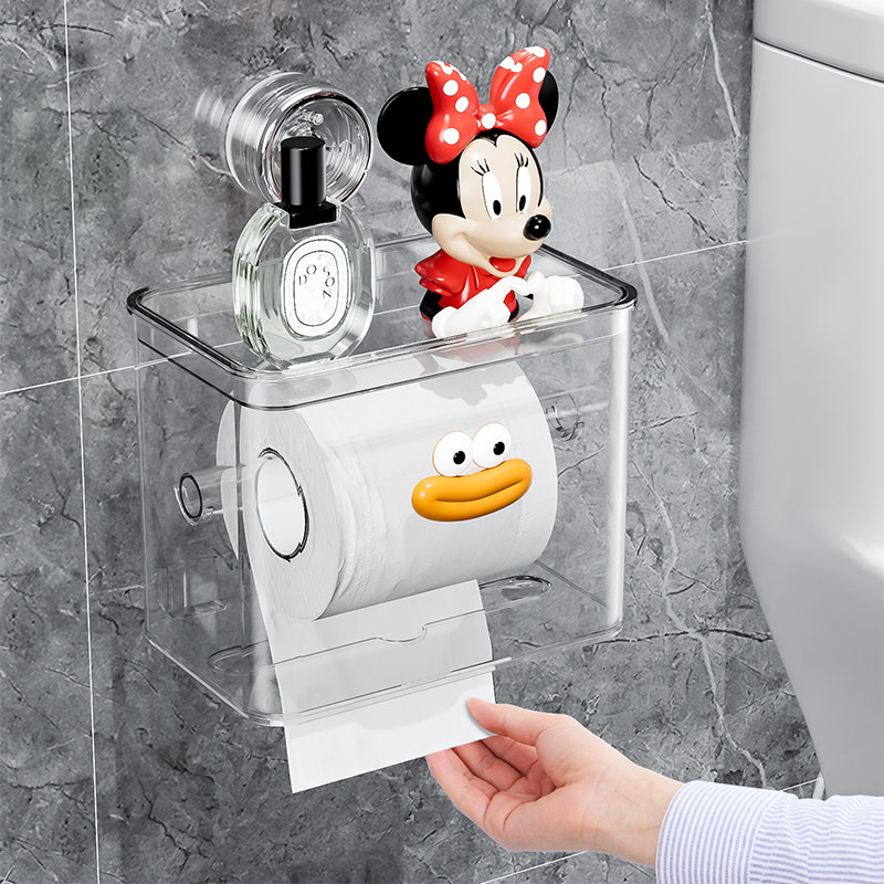 吸盘纸巾盒卫生间厕纸盒壁挂式纸巾架免打孔厕所卷纸架浴室置物架