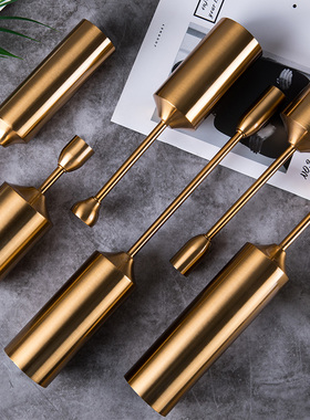 样板房装饰品北欧金属六件套后现代美式欧式餐桌古铜色蜡烛台摆件