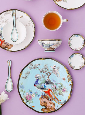 轻奢国潮碗盘碟套装高档精致礼品骨瓷中国风餐具套装乔迁新婚礼物