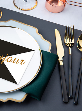 奇灰现代哑光正方盘软装样板房餐碟套摆件家居轻奢餐具套装牛排盘