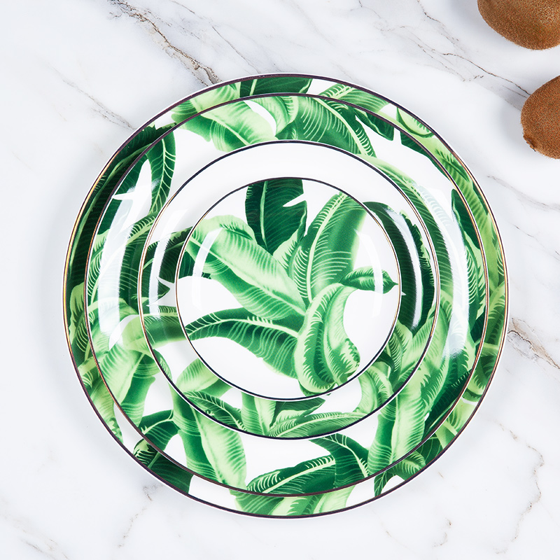 西餐盘家用骨瓷金边奢华餐具