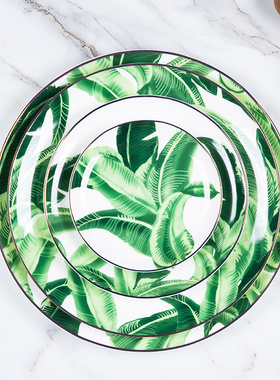 西餐盘家用骨瓷金边奢华样板房餐具平盘西餐牛排餐盘碟西餐餐具