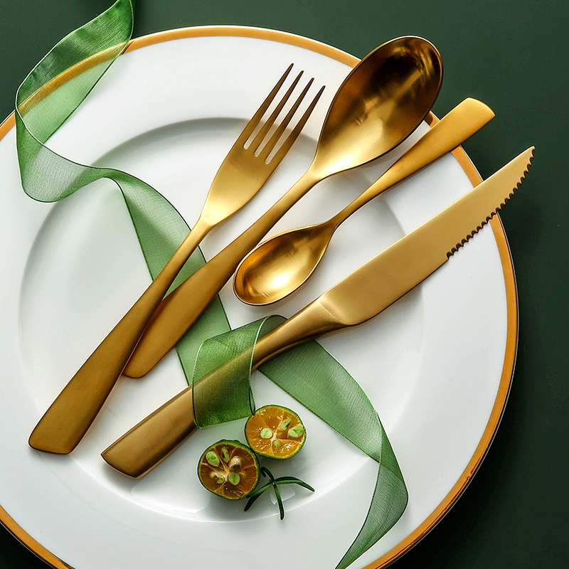 欧式哑光金色西餐具家用刀叉勺